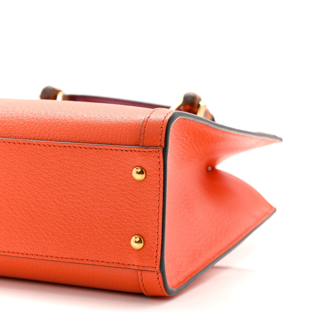 Textured Dollar Calfskin Web Small Diana Tote Bag Deep Orange Spicy Cyclamin