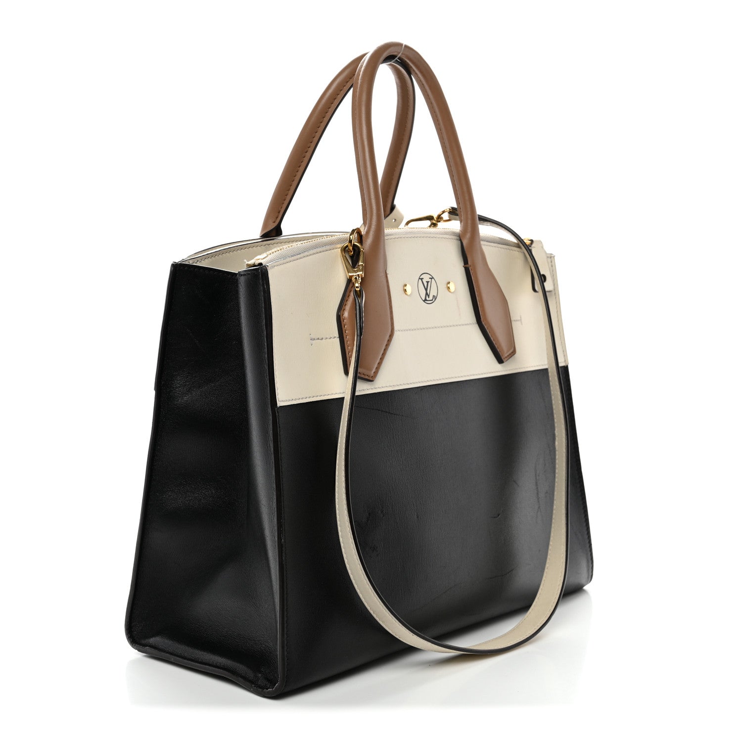 Taurillon City Steamer MM Creme Beige Black