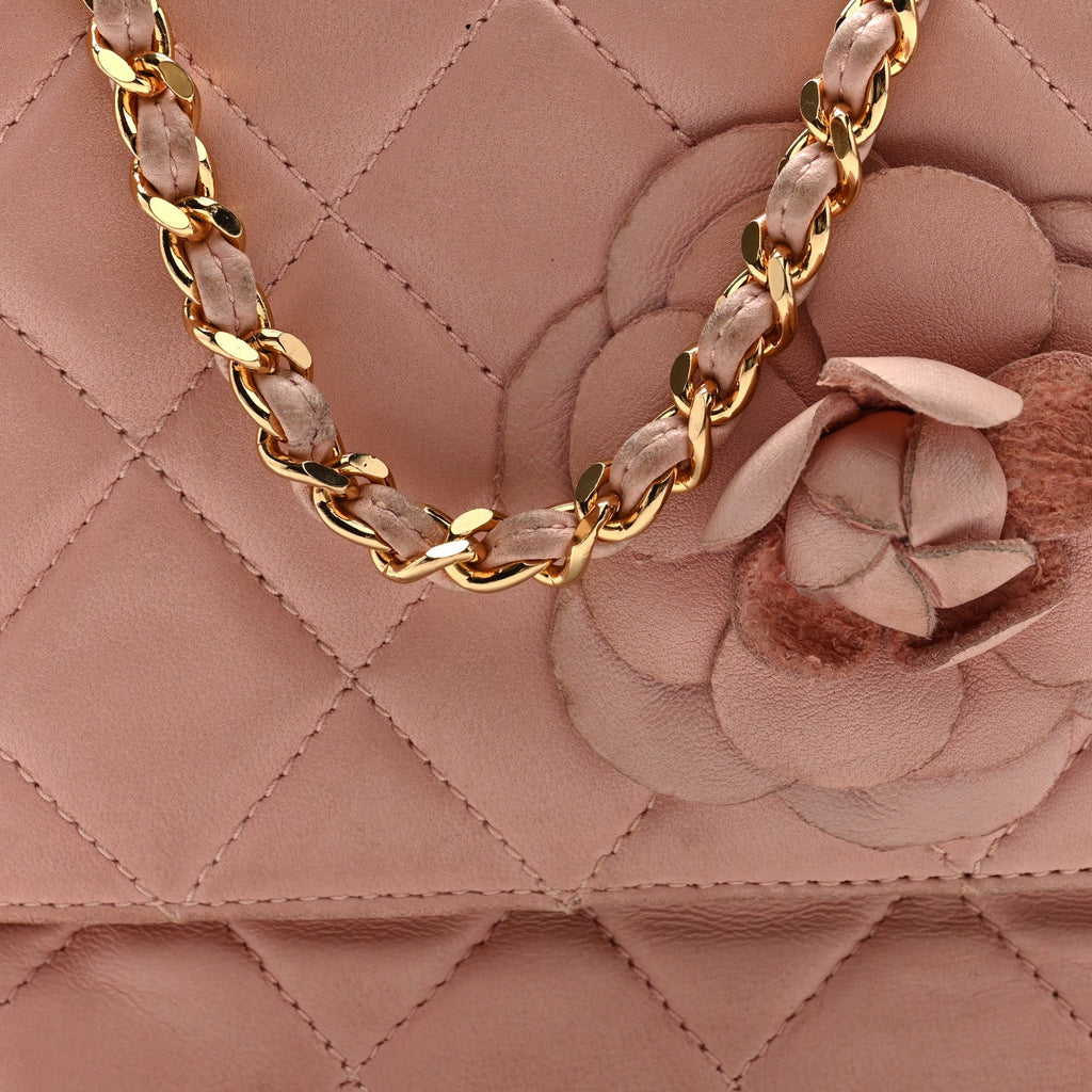 Lambskin Camellia Mini Flap Pink