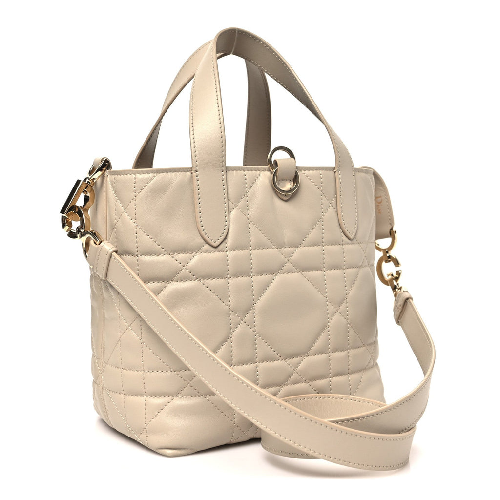 Calfskin Macrocannage Small Toujours Vertical Tote Powder Beige