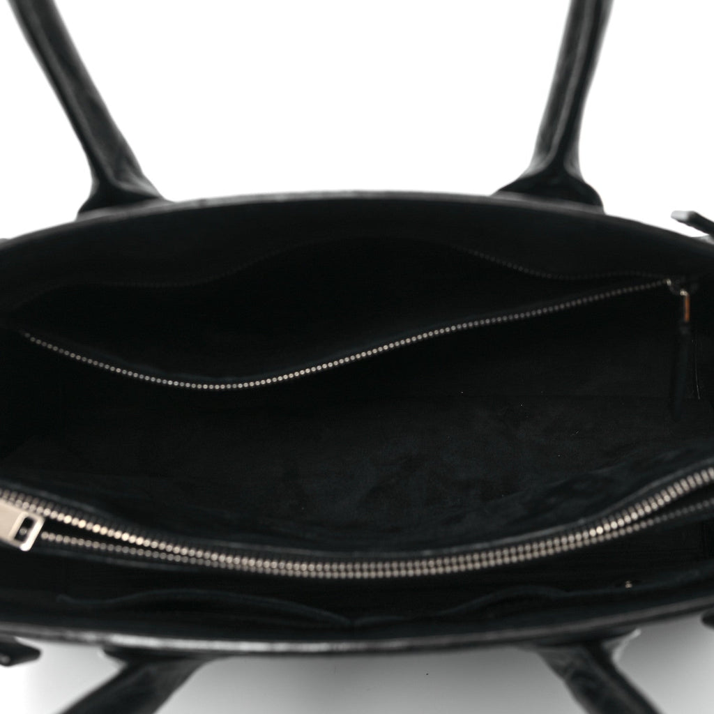 Calfskin Crocodile Embossed Large Sac De Jour Carryall Black