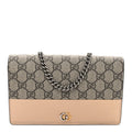 GG Supreme Monogram Bi-Color Mini GG Marmont Chain Wallet Souffle Rose Beige Ebony