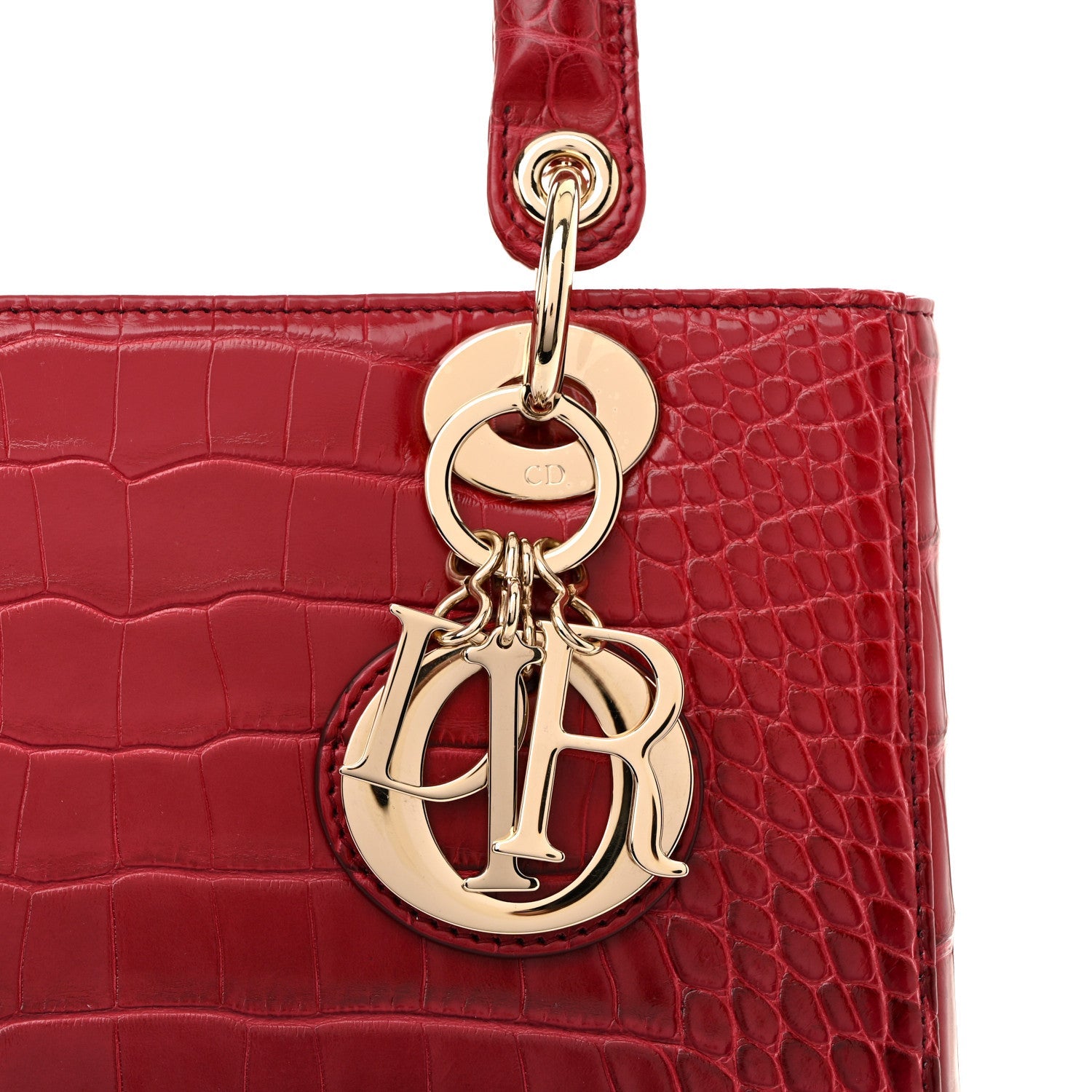 Alligator Gradient Medium Lady Dior Red