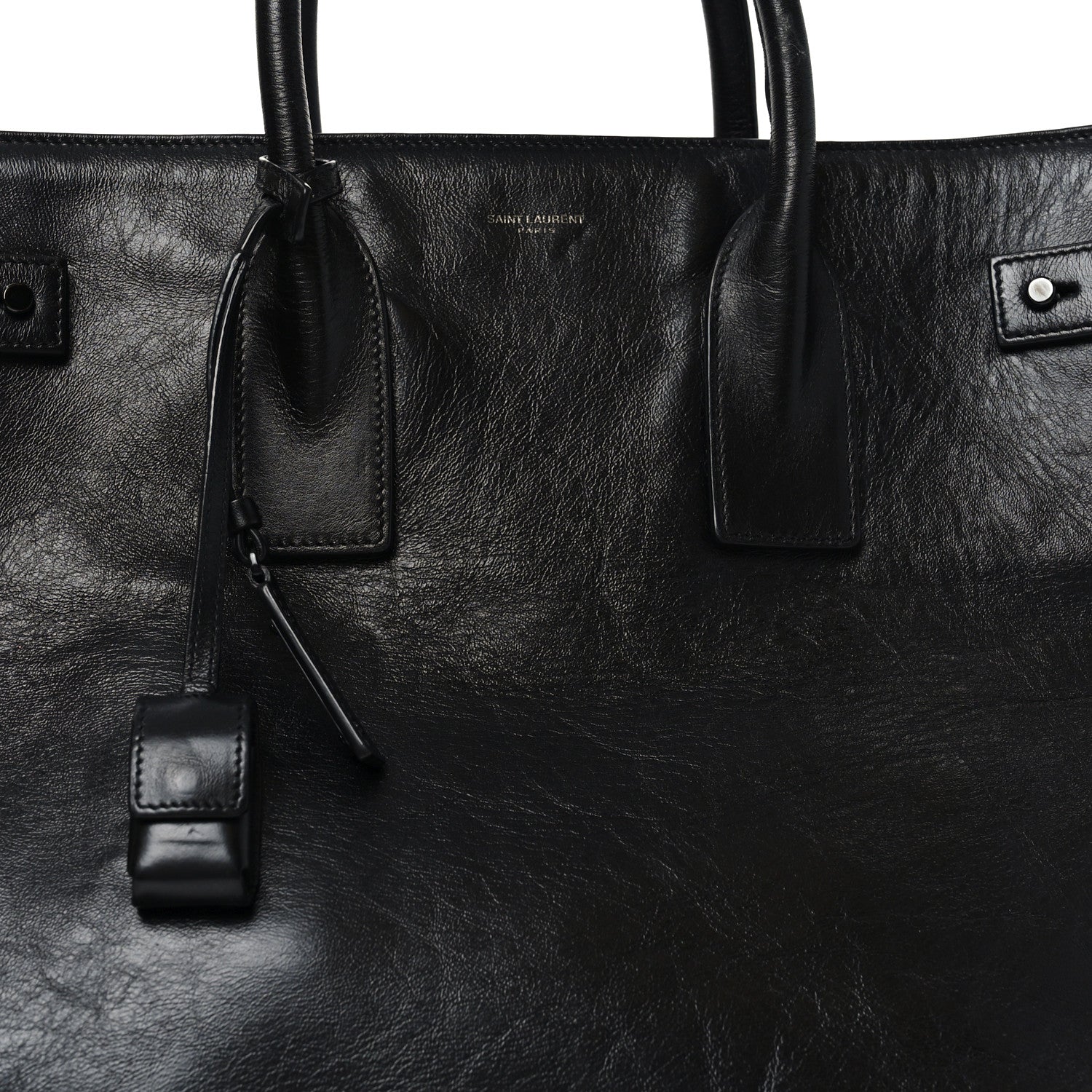 Textured Patent Large Souple Sac De Jour Black