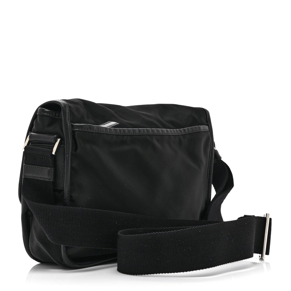 Tessuto Nylon Saffiano Logo Messenger Bag Black