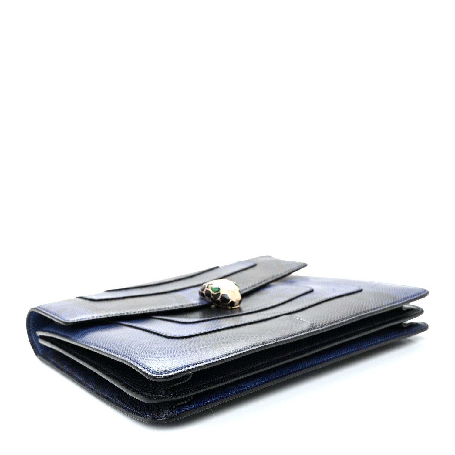 Shiny Karung Medium Serpenti Forever Crossbody Bag Dark Blue