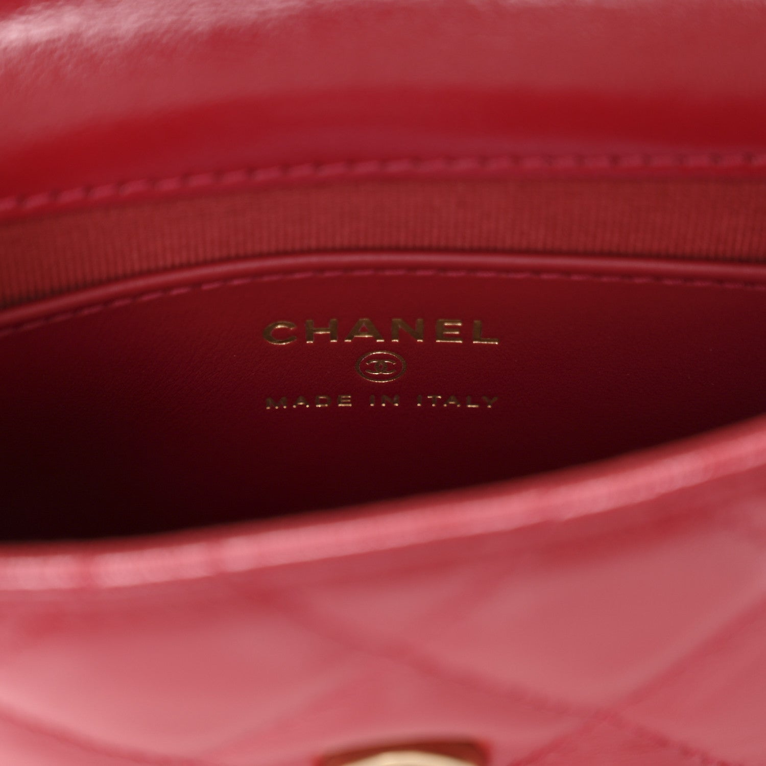 Shiny Lambskin Quilted Mini Metal Top Handle Clutch With Chain  Red