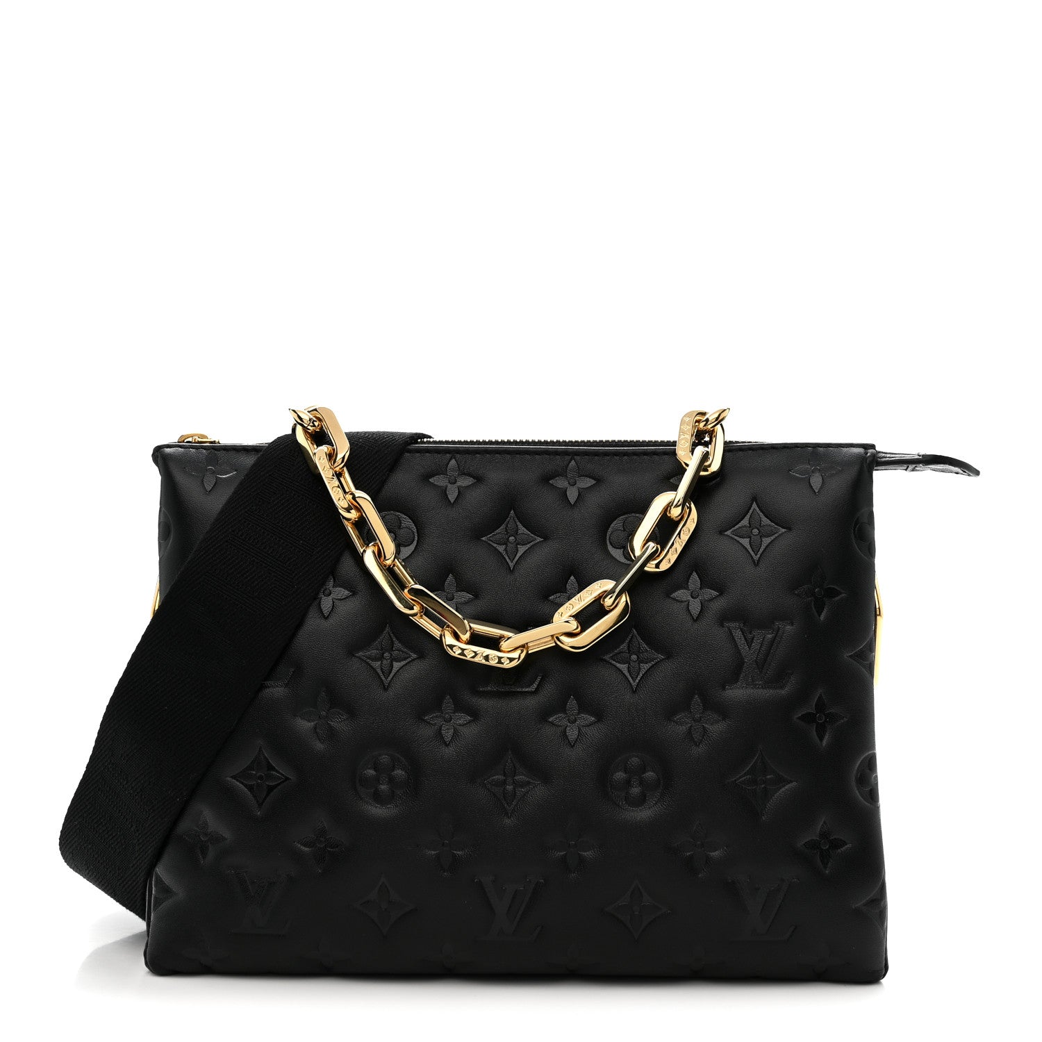 Lambskin Embossed Monogram Coussin PM Black