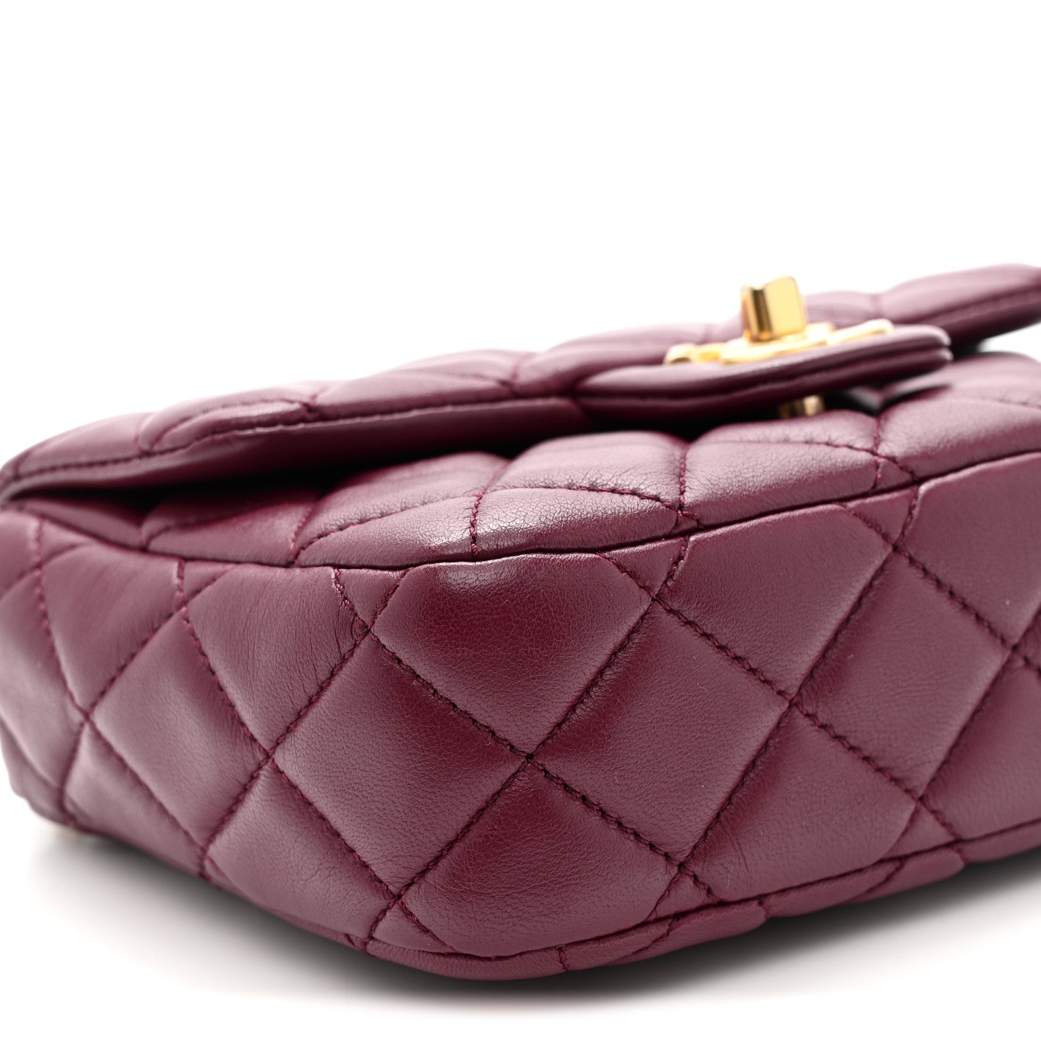 Lambskin Enamel Quilted Mini Coco Hearts Square Flap Burgundy
