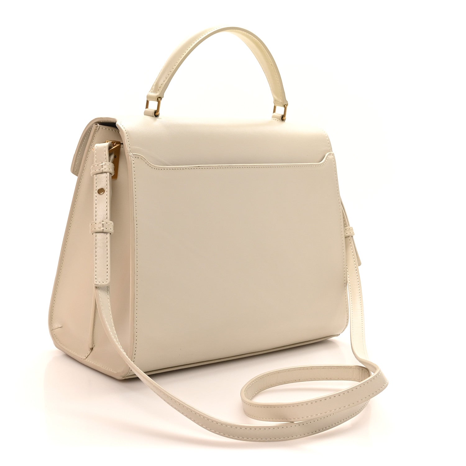 Smooth Calfskin Medium Classic Monogram Cassandra Top Handle Crema Soft Rouge Legion