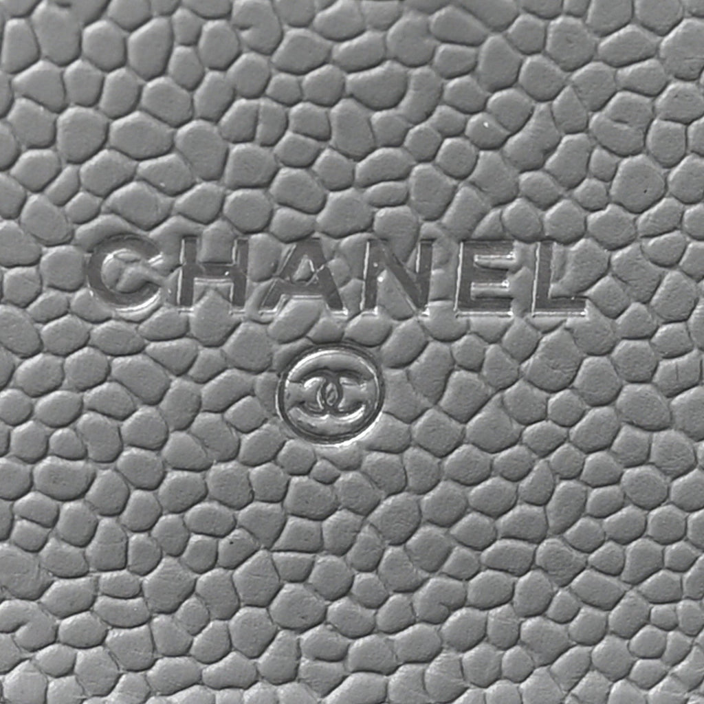 Caviar Chevron Quilted Boy  Holder Wallet Grey
