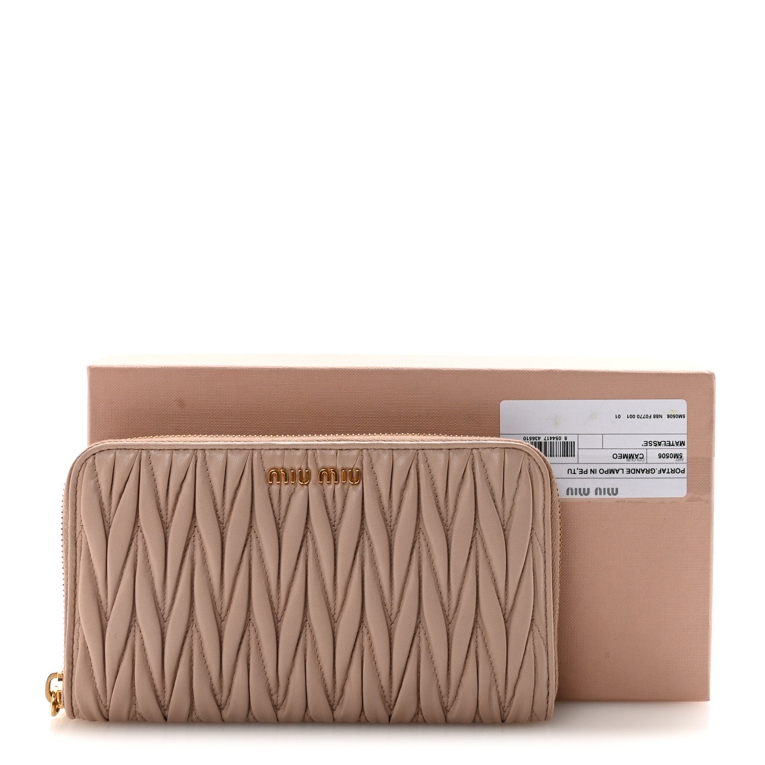 Matelasse Zip Around Wallet Cammeo