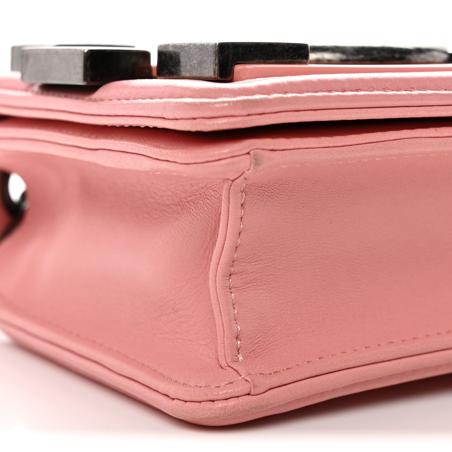Lambskin Plexiglass Boy Brick Flap Pink