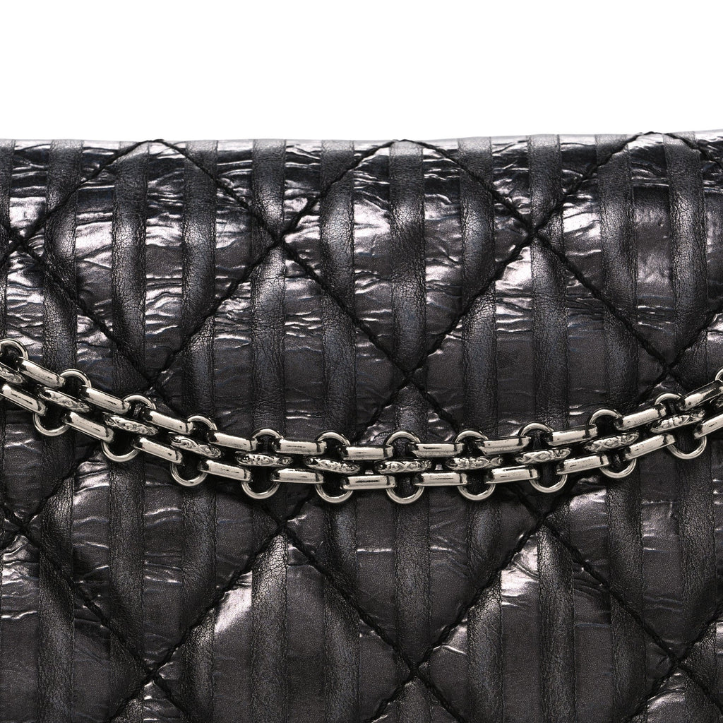 Metallic Calfskin Striped 2.55 Reissue 227 Flap Black