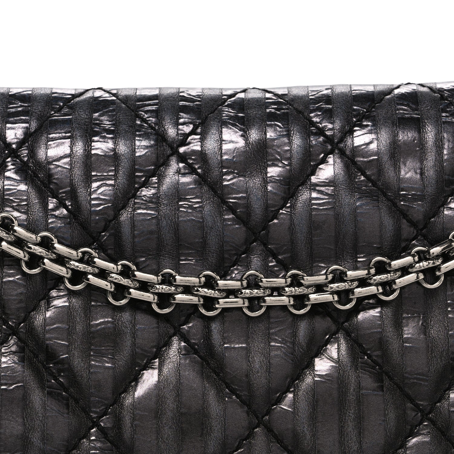 Metallic Calfskin Striped 2.55 Reissue 227 Flap Black
