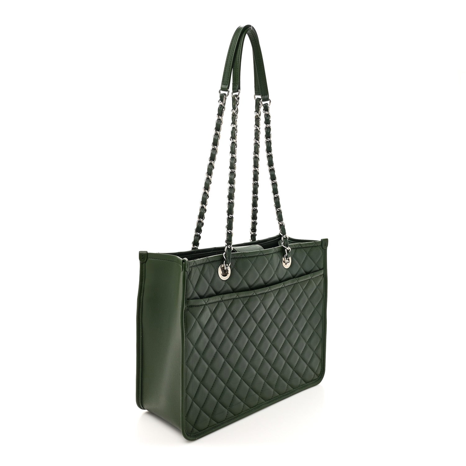 Aged Calfskin Quilted Large Working Vibe Camera Case Khaki