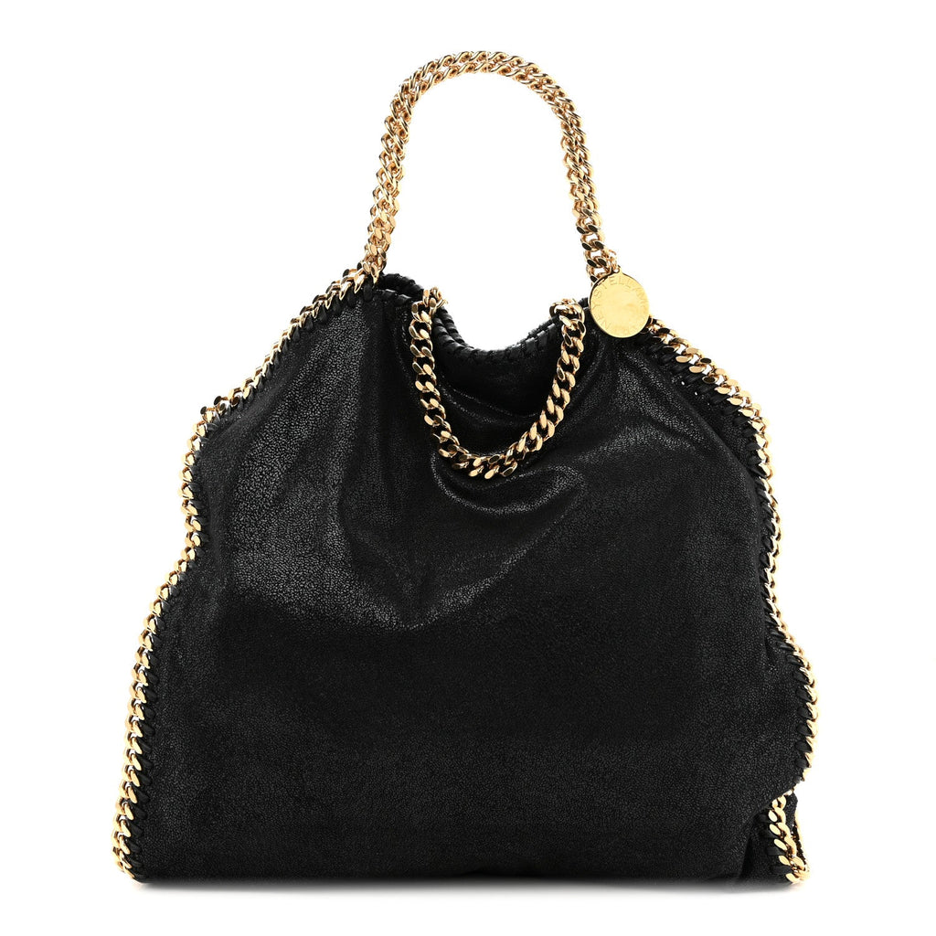 Shaggy Deer Small Falabella Fold Over Tote Black