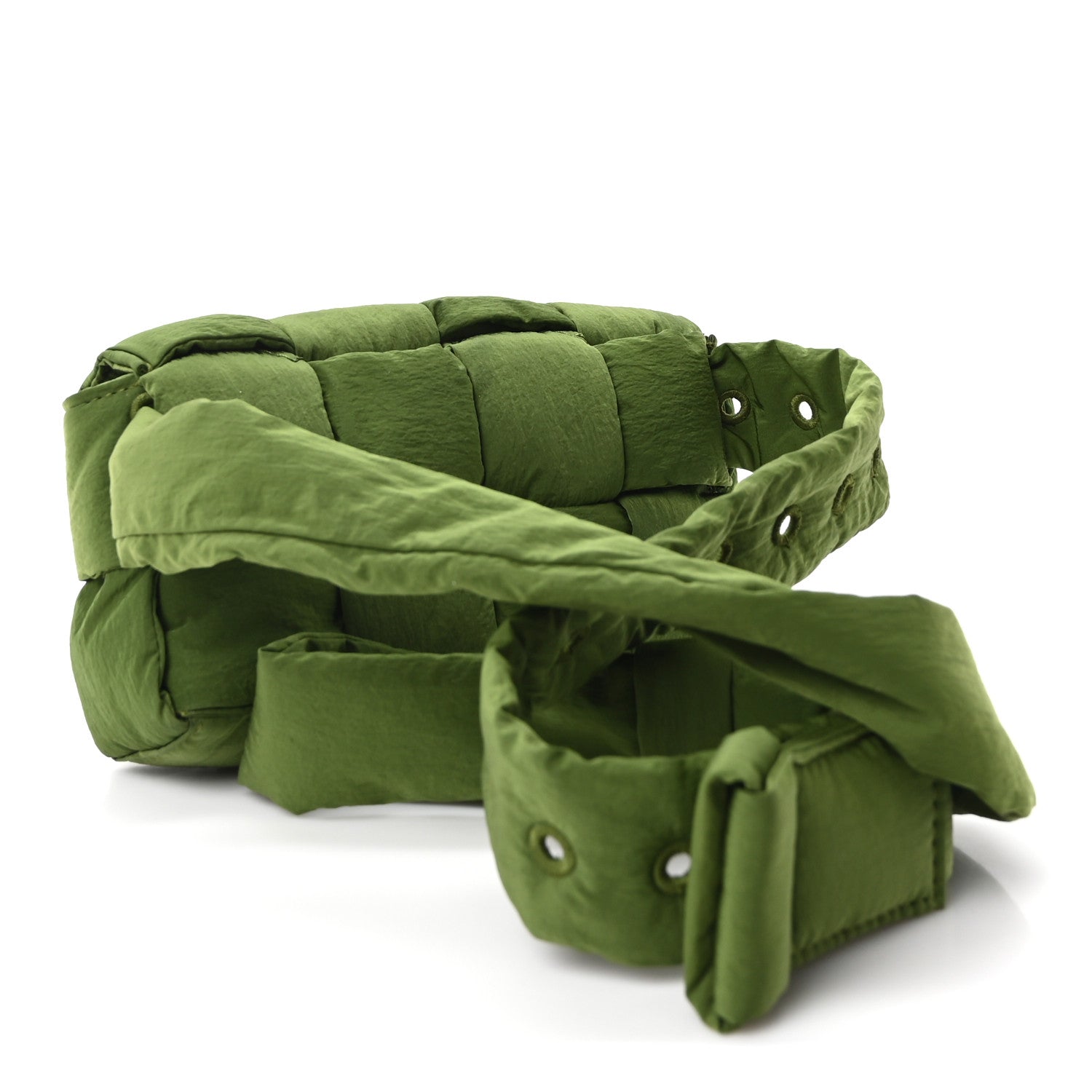 Nylon Intrecciato Padded Tech Mini Cassette Belt Bag Avocado