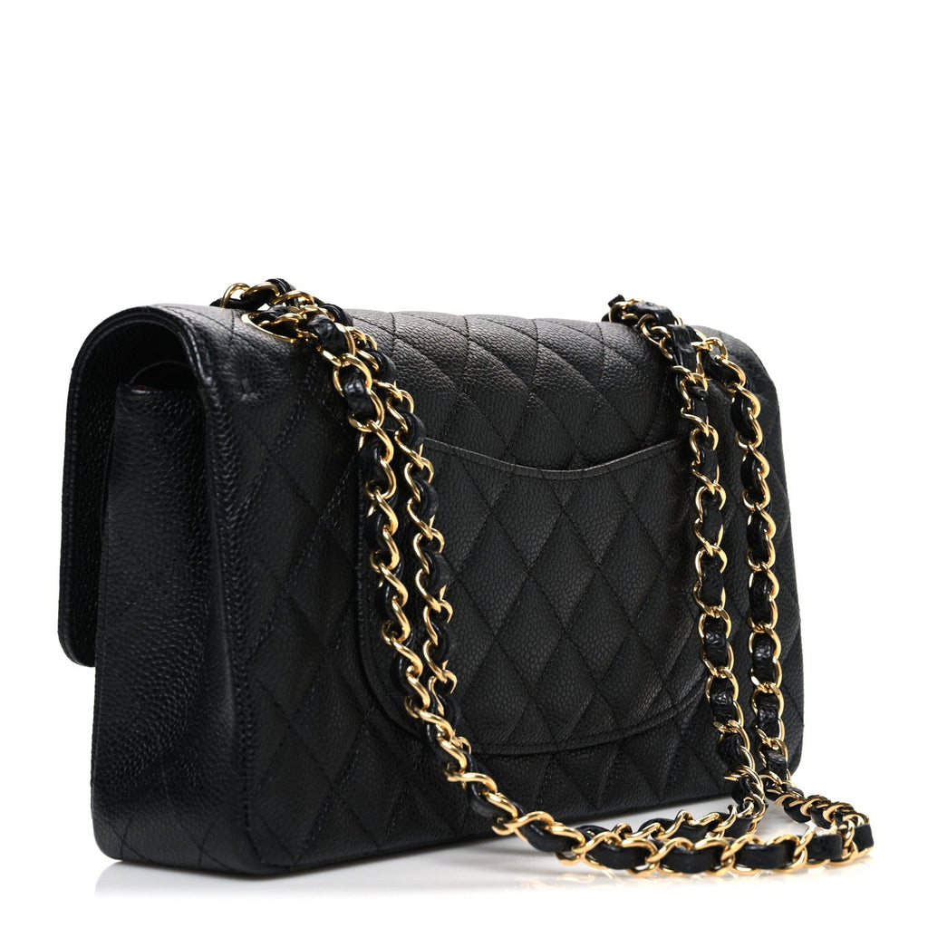 Caviar Quilted Medium Double Flap Black