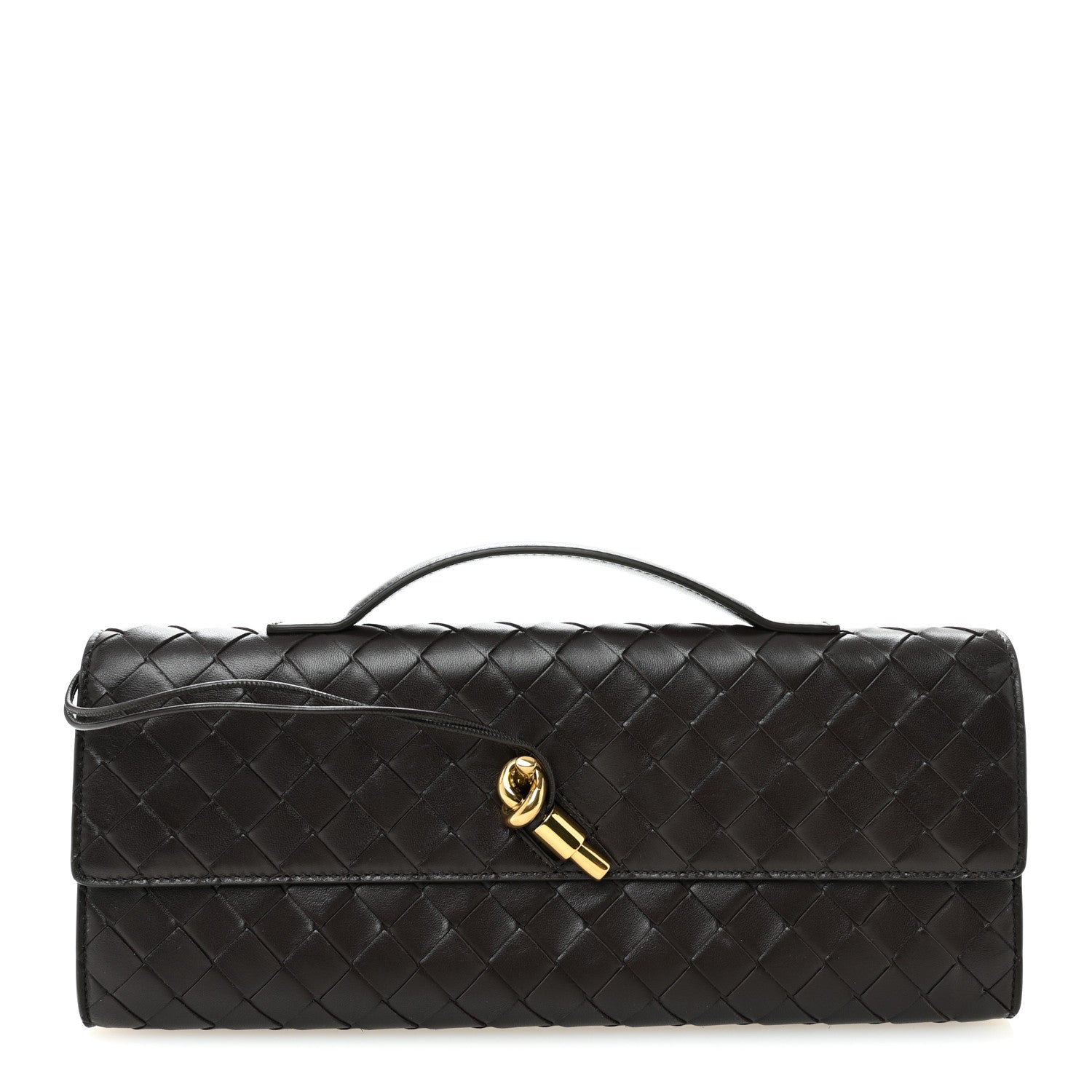 Nappa Intrecciato Long Andiamo Top Handle Clutch Fondant