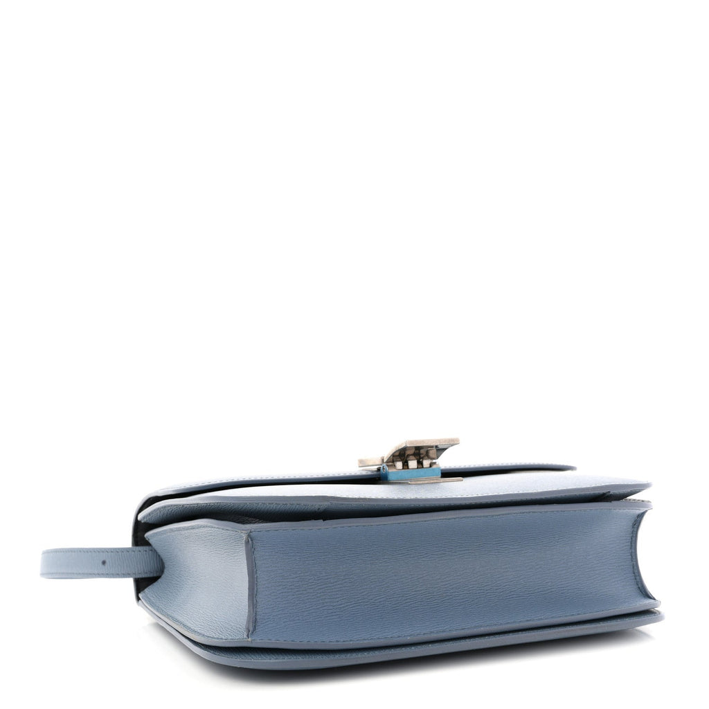 Liege Calfskin Medium Classic Box Flap Bag Slate Blue