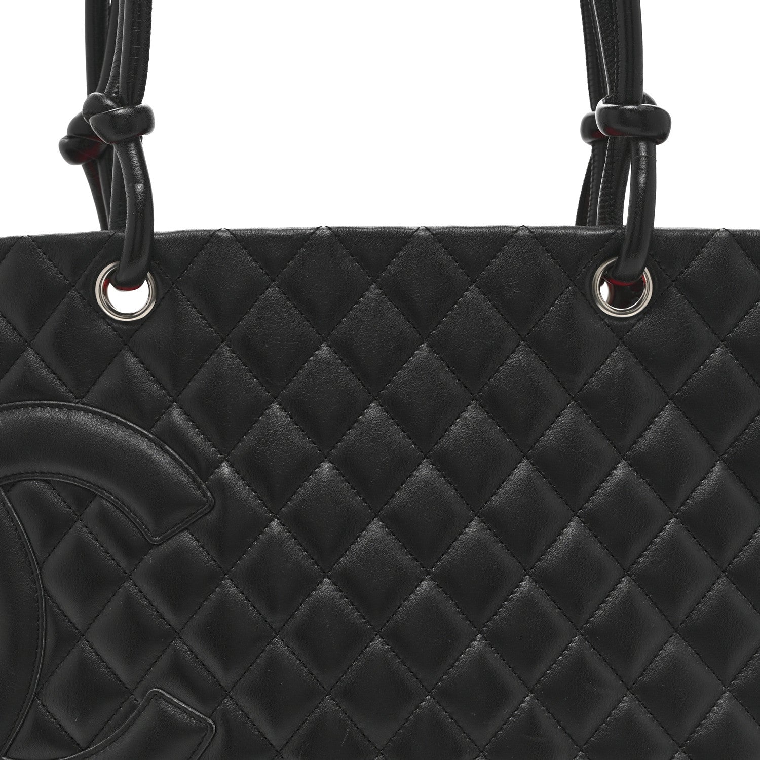 Calfskin Quilted Large Cambon Tote Black