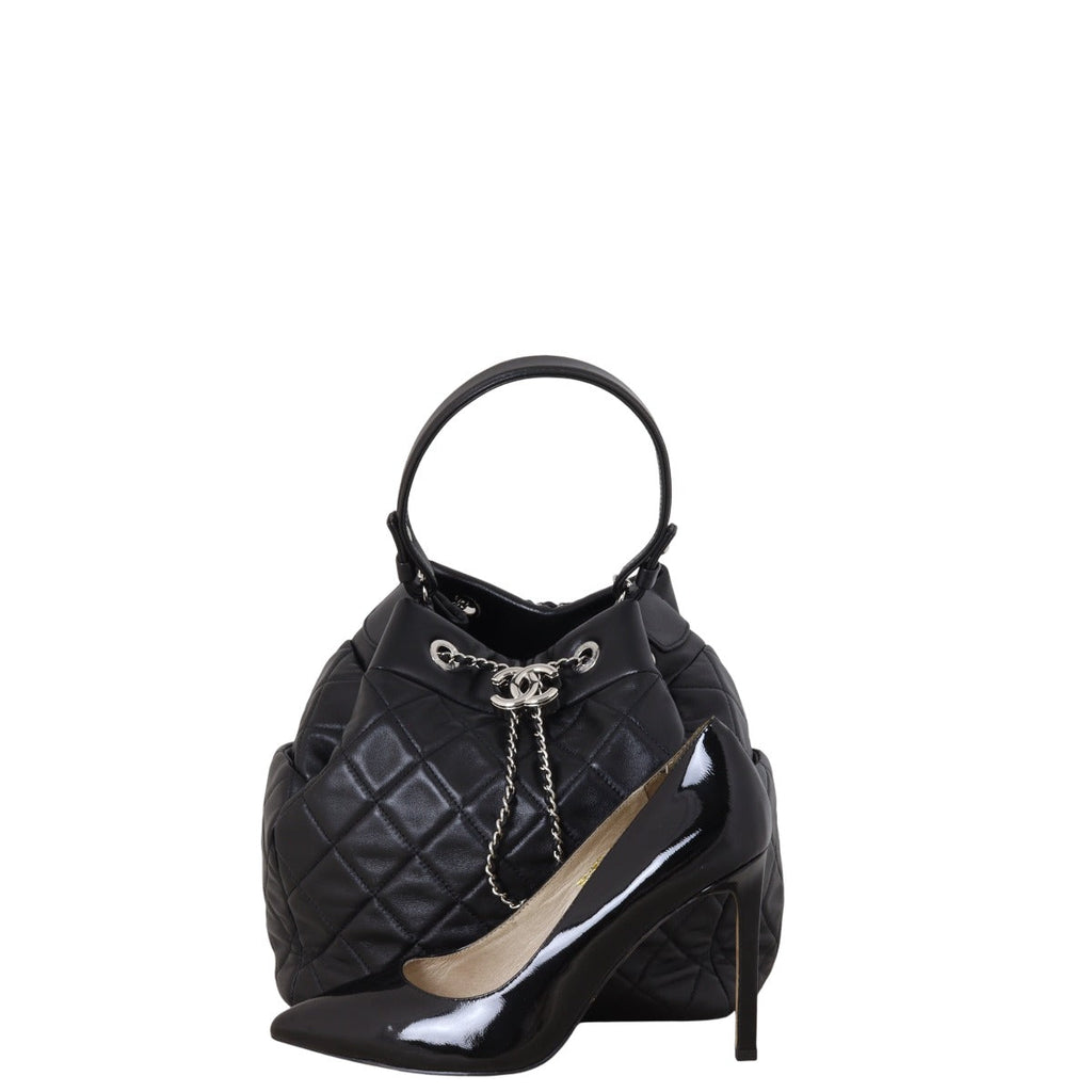 Chanel Quilted CC Drawstring Bucket Bag