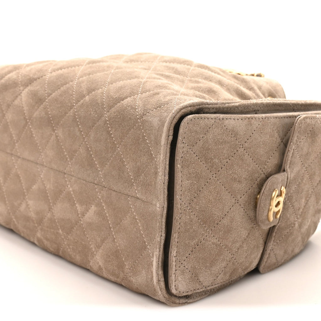 Suede Quilted Small Chanel 25 Handbag Dark Grey