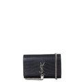 Saint Laurent Kate Tassel Chain Wallet Croc-Embossed