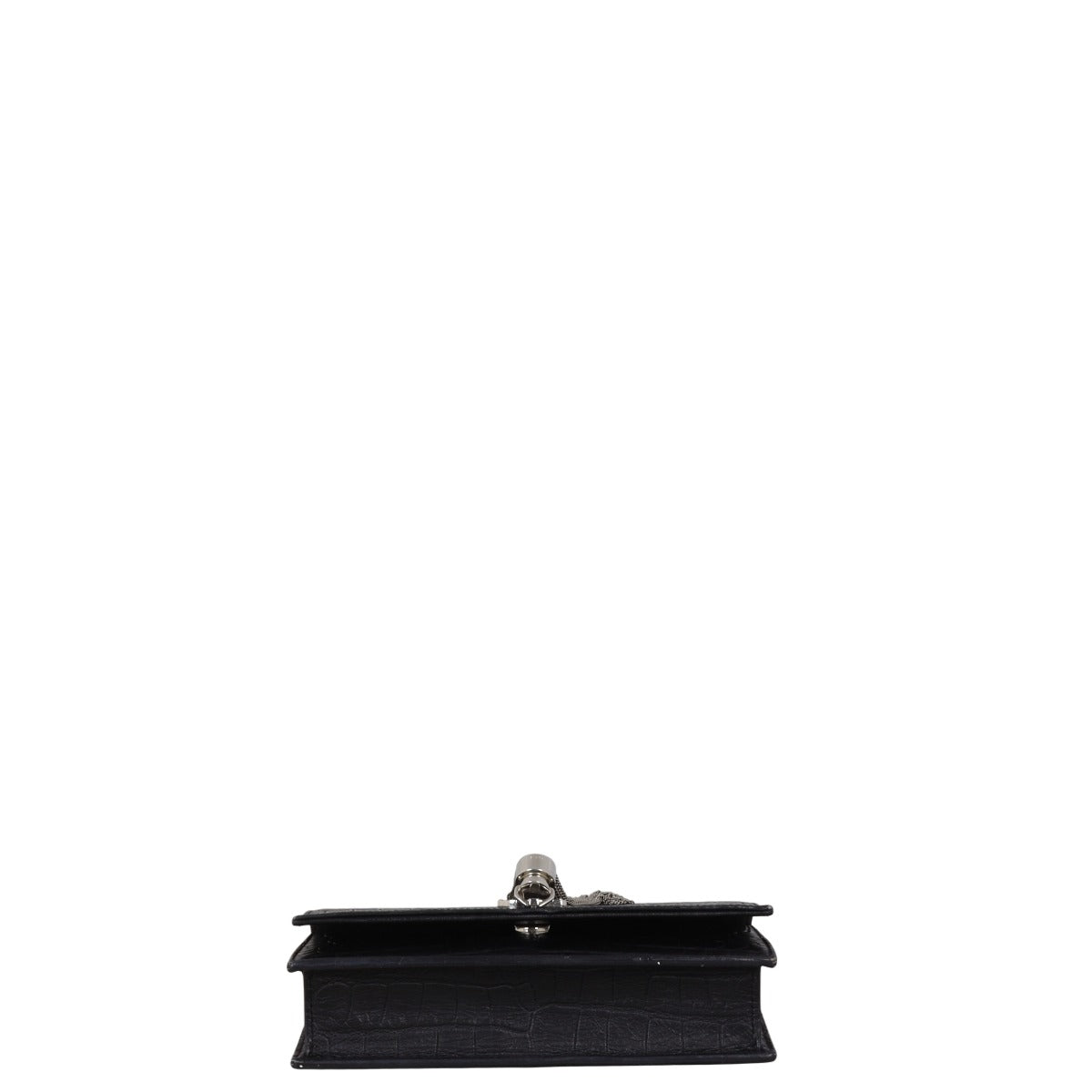 Saint Laurent Kate Tassel Chain Wallet Croc-Embossed
