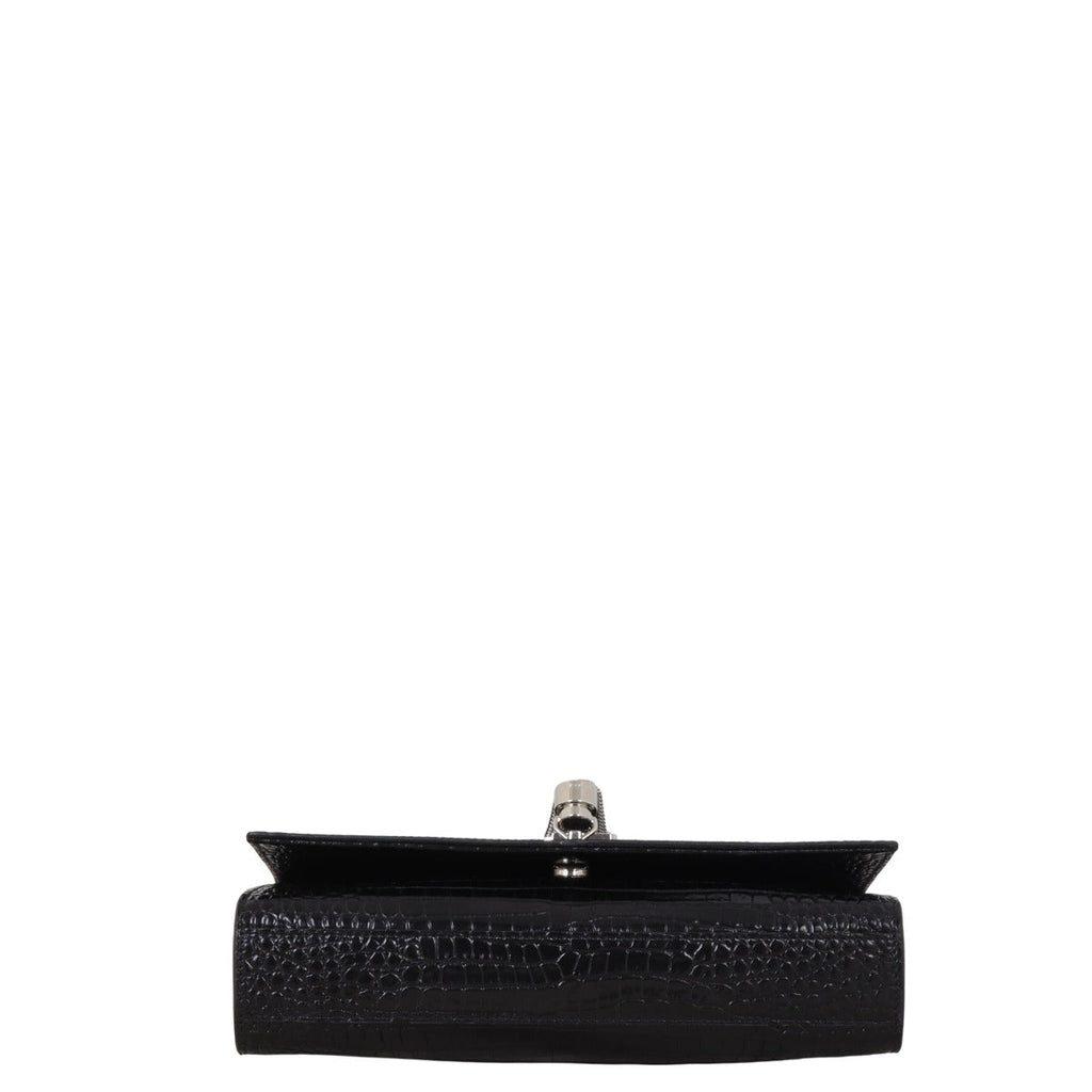 Saint Laurent Kate Tassel Chain Bag Medium Croc-Embossed