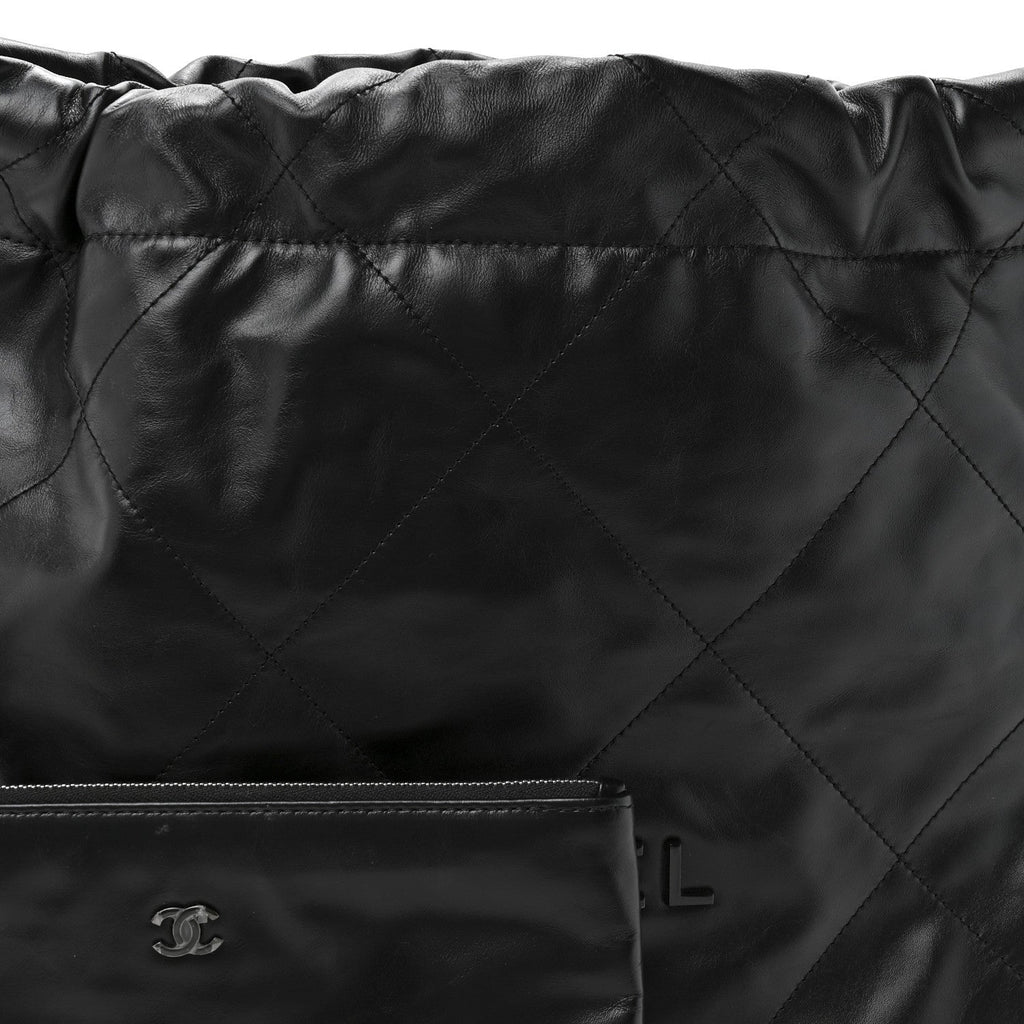 Shiny Calfskin Quilted Small Chanel 22 So Black