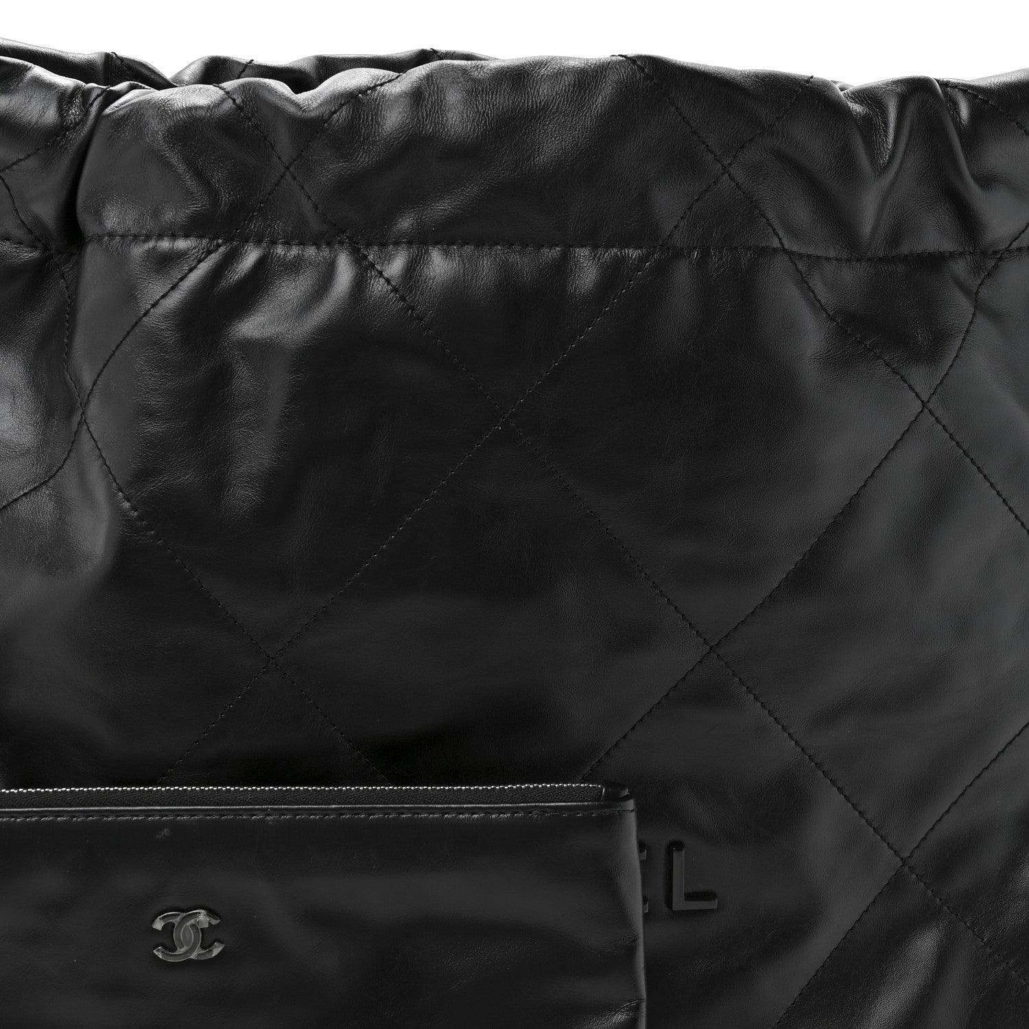 Shiny Calfskin Quilted Small Chanel 22 So Black