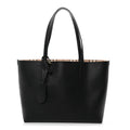 Grainy Calfskin Haymarket Check Small Reversible Tote Black