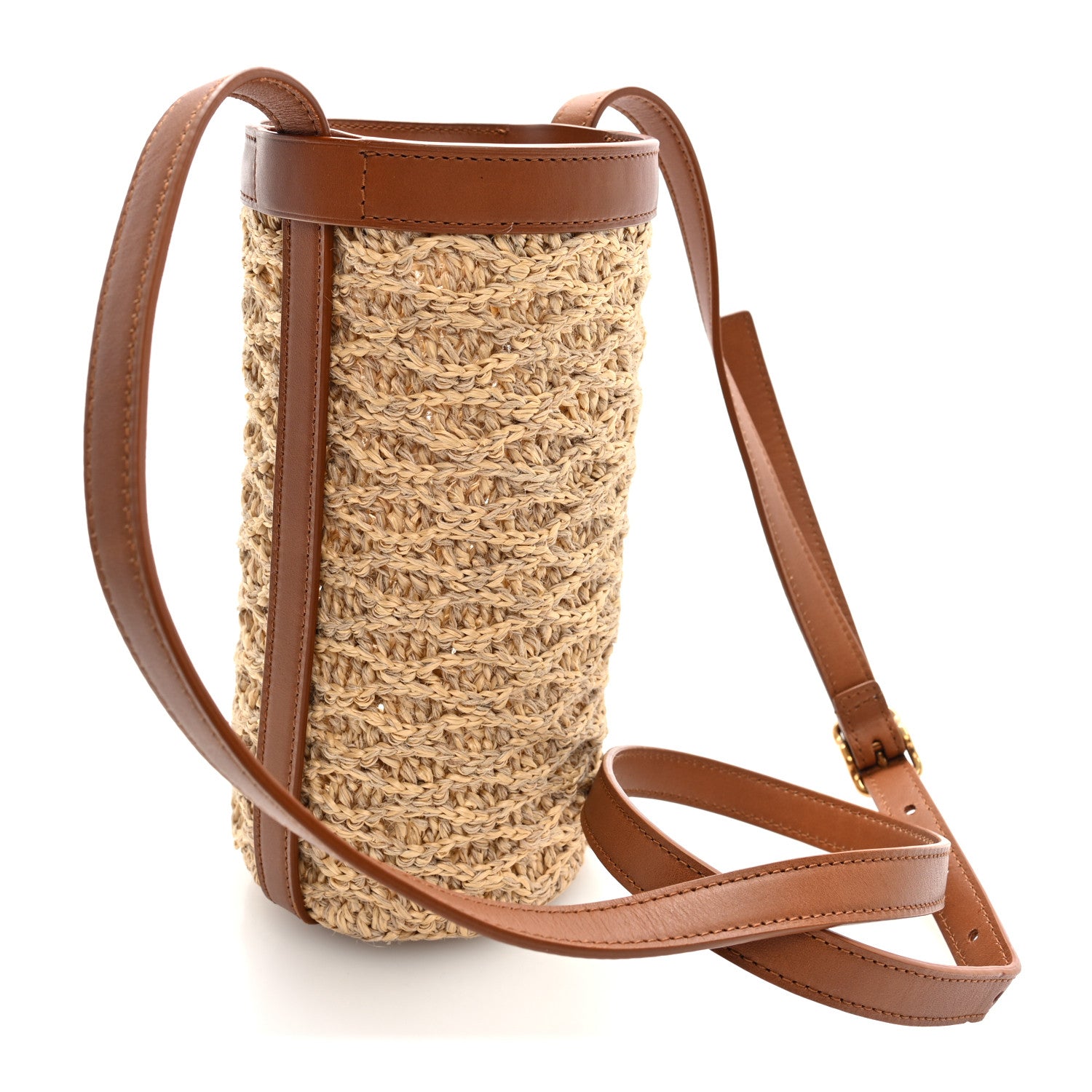 Raffia Calfskin Bottle Holder Naturale