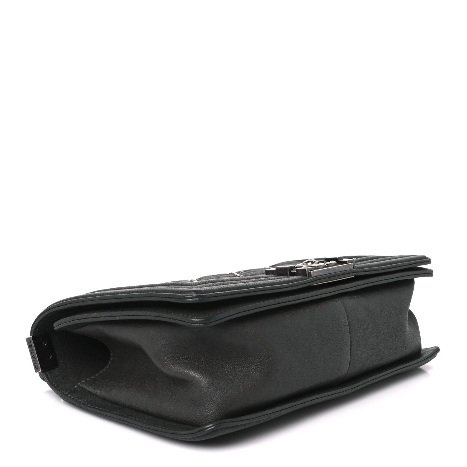 Crumpled Lambskin Medium Studded Boy Flap Black