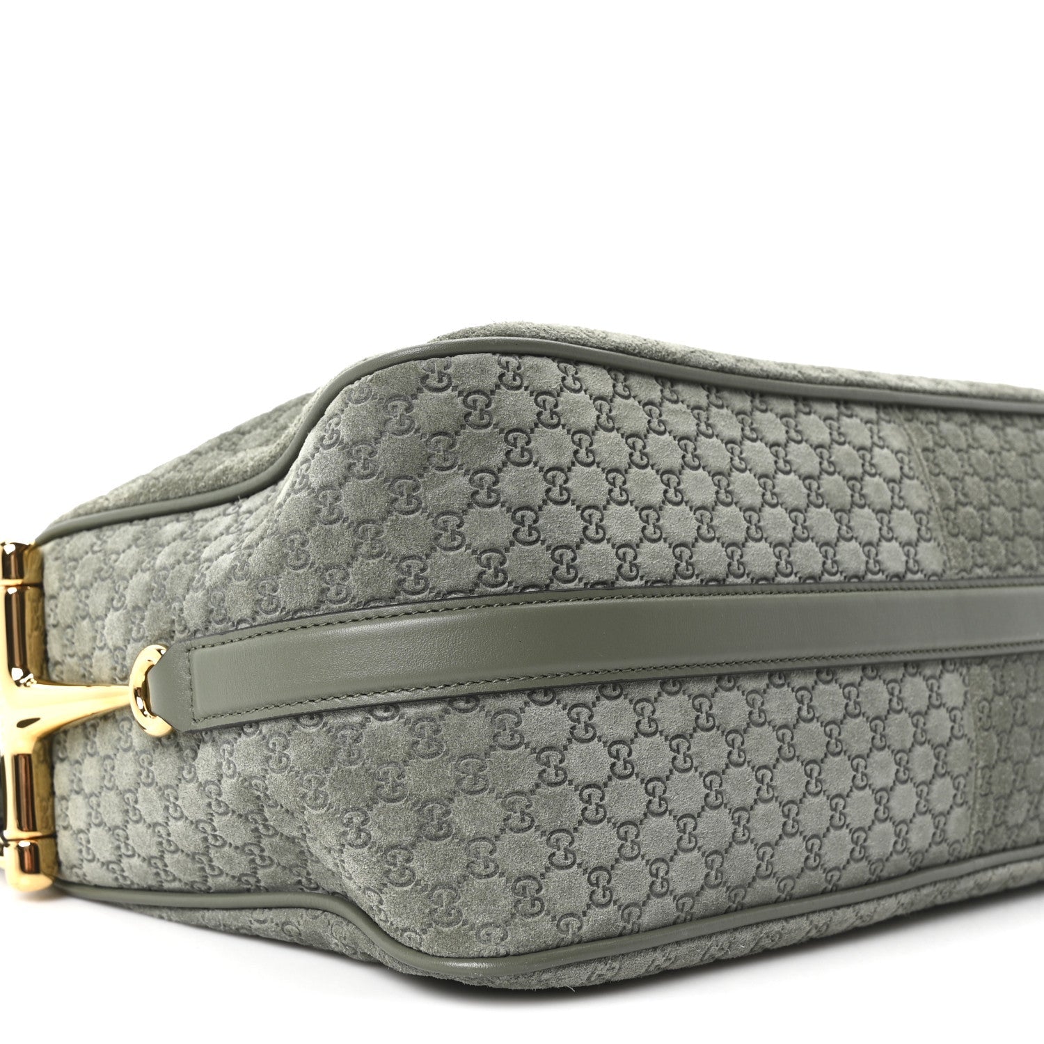 Suede GG Monogram Half Horsebit Medium Shoulder Bag Sage