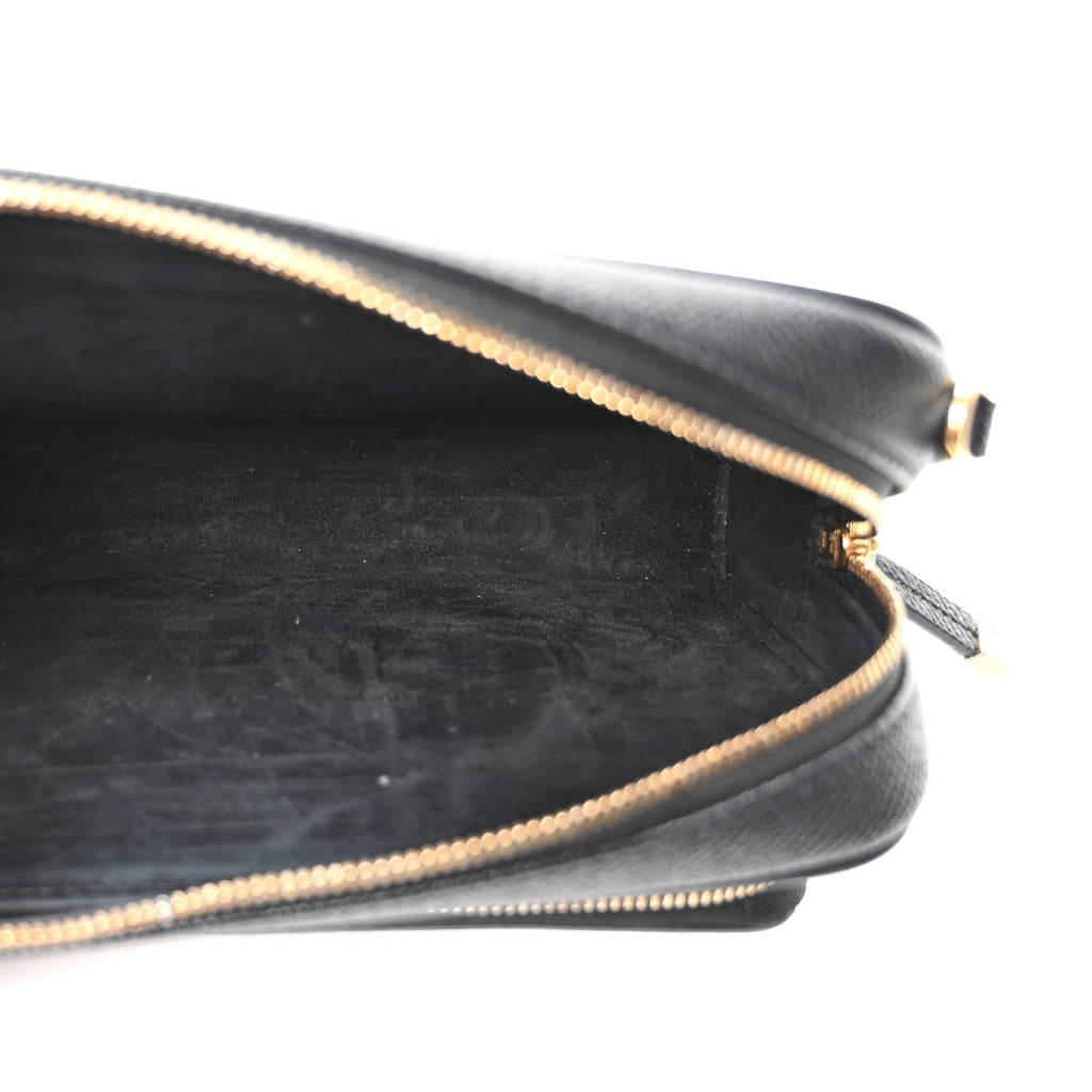 Grained Calfskin Caro Double Pouch Black