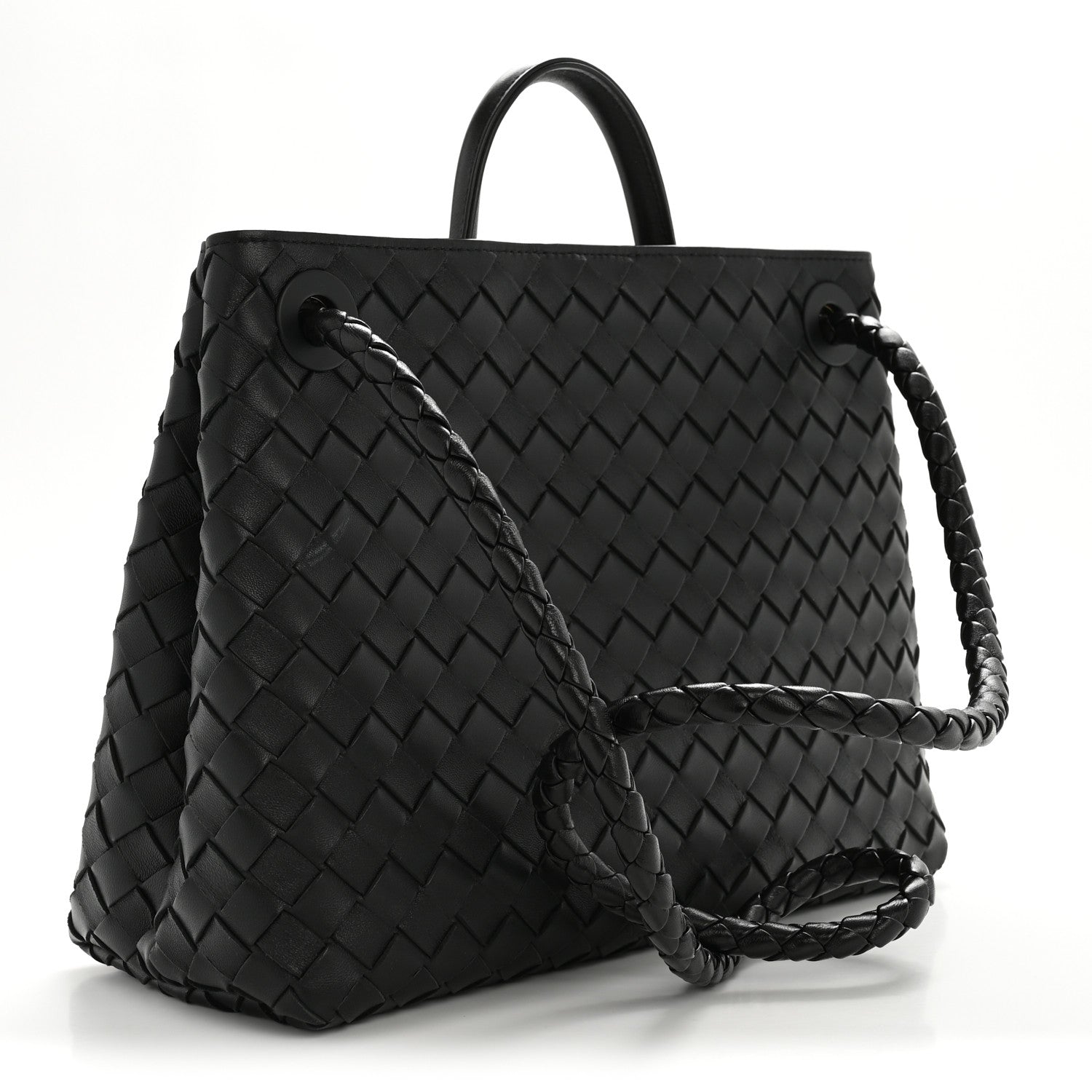 Nappa Intrecciato Medium Andiamo Shoulder Bag Black