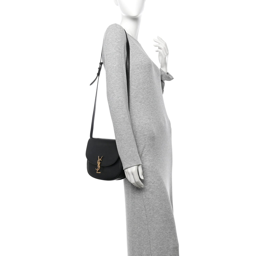 Smooth Calfskin Monogram Medium Kaia Satchel Black