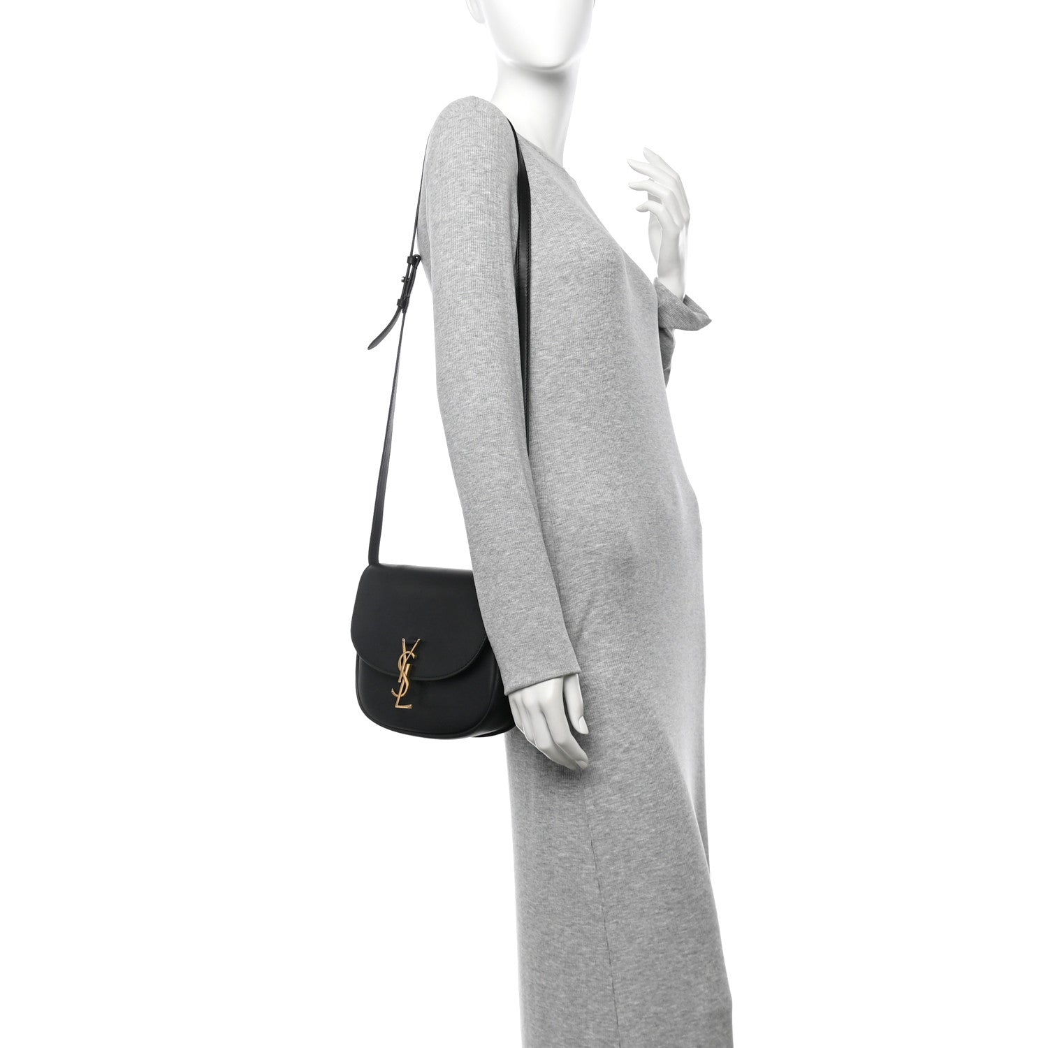 Smooth Calfskin Monogram Medium Kaia Satchel Black
