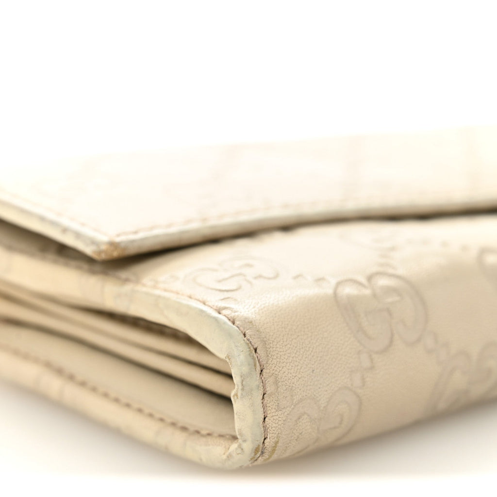 Shangai Calfskin Lovely Heart Continental Wallet Off White