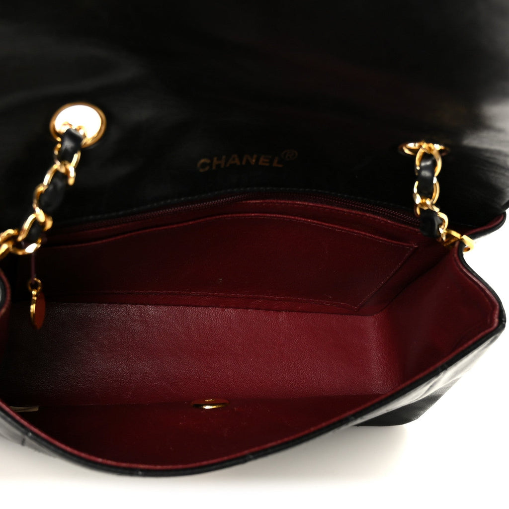 Lambskin Quilted Small Single Flap Black