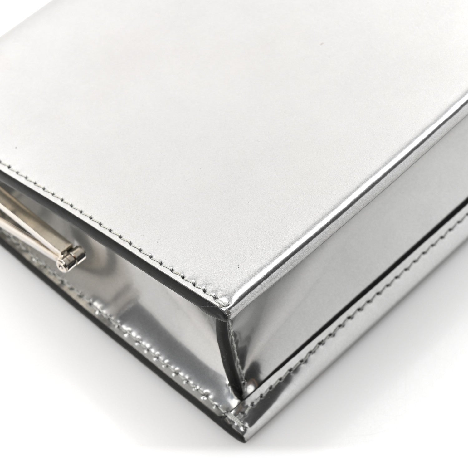 Metallic Calfskin Clutch Silver