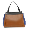 Smooth Calfskin Medium Tri-Color Edge Shoulder Bag Tan
