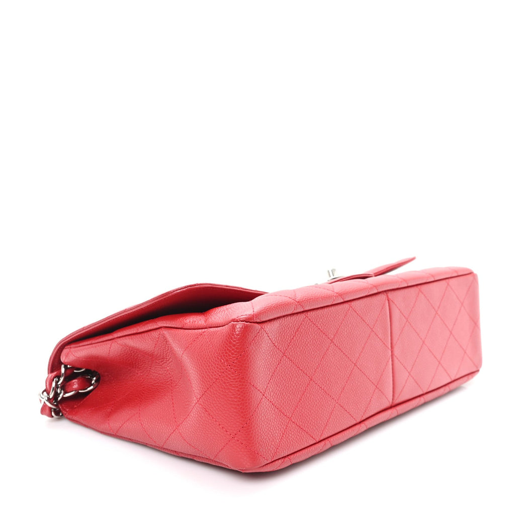 Caviar Quilted Jumbo Single Flap Red