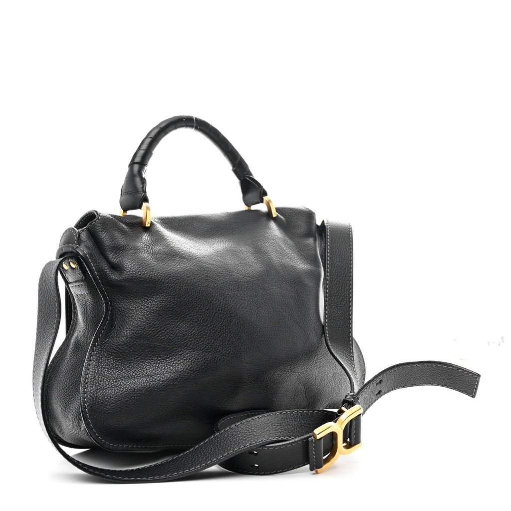 Calfskin Medium Marcie Top Handle Bag Black