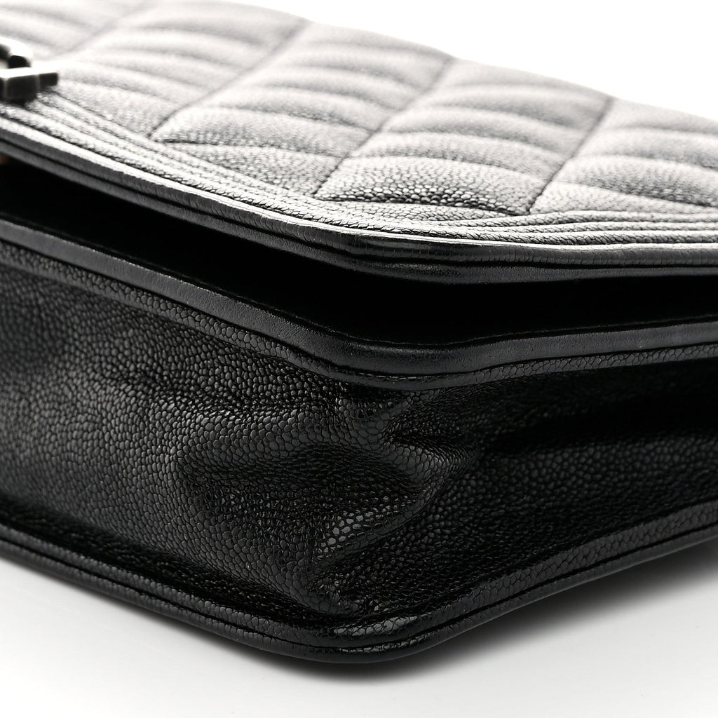 Caviar Quilted Boy Wallet On Chain WOC Black