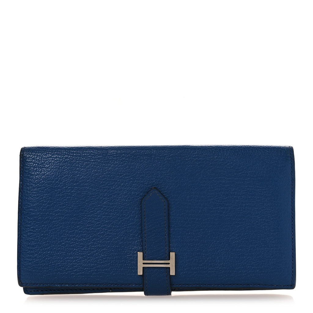 Chevre Mysore Bearn Gusset Wallet Bleu Agate