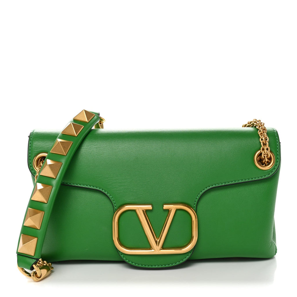 Nappa Stud Sign Shoulder Bag Ultra Green